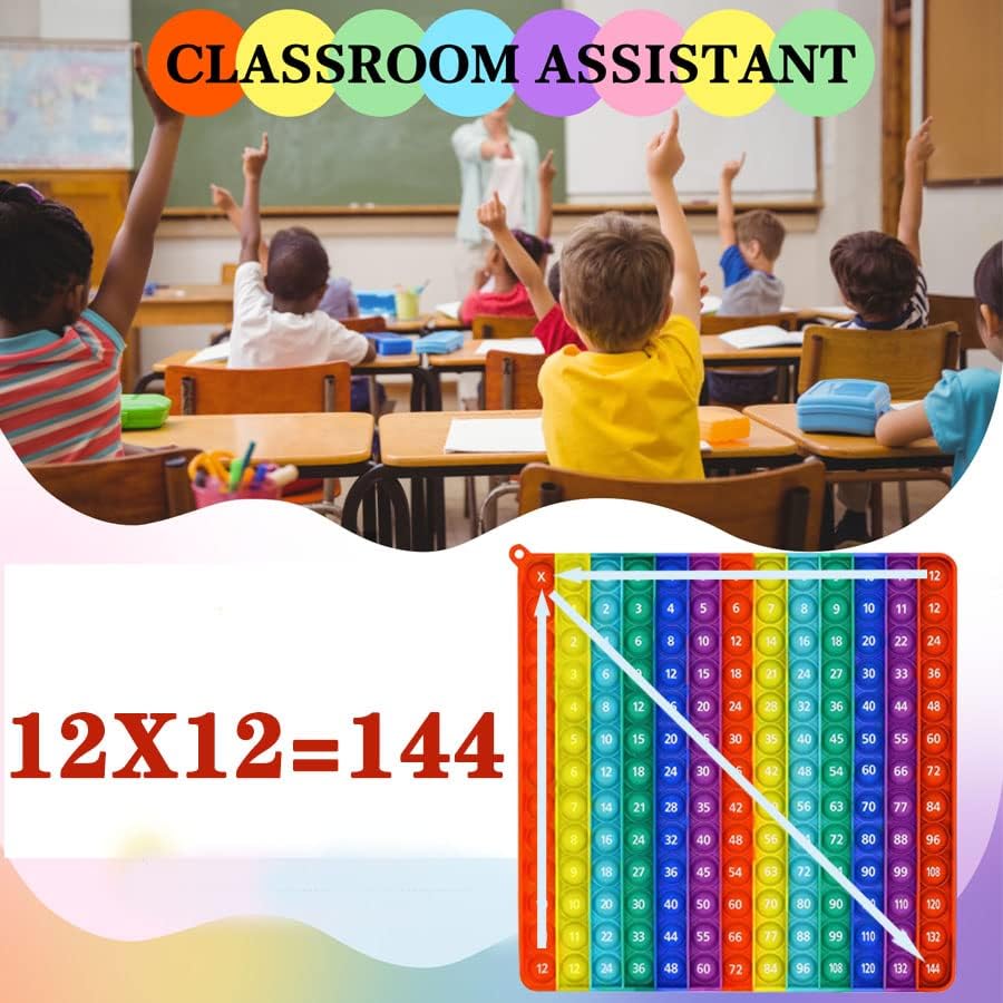 P00P Fidget Multiplication Game 12x12 Table Math Games Digital Table Toy, Fidget Learning Game Toy Relieves Stress, Creates Various Math Operations,