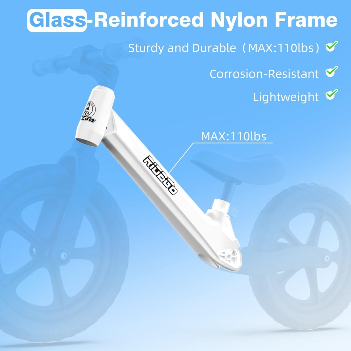 Ridego 12 or 14 Inch Balance Bike for Kids 2-6 Year Old,Lightweight Kids Bike with Adjustable Seat, Push Bicycle with Air Rubber Tires，Ride-on Toys Birthday Gift