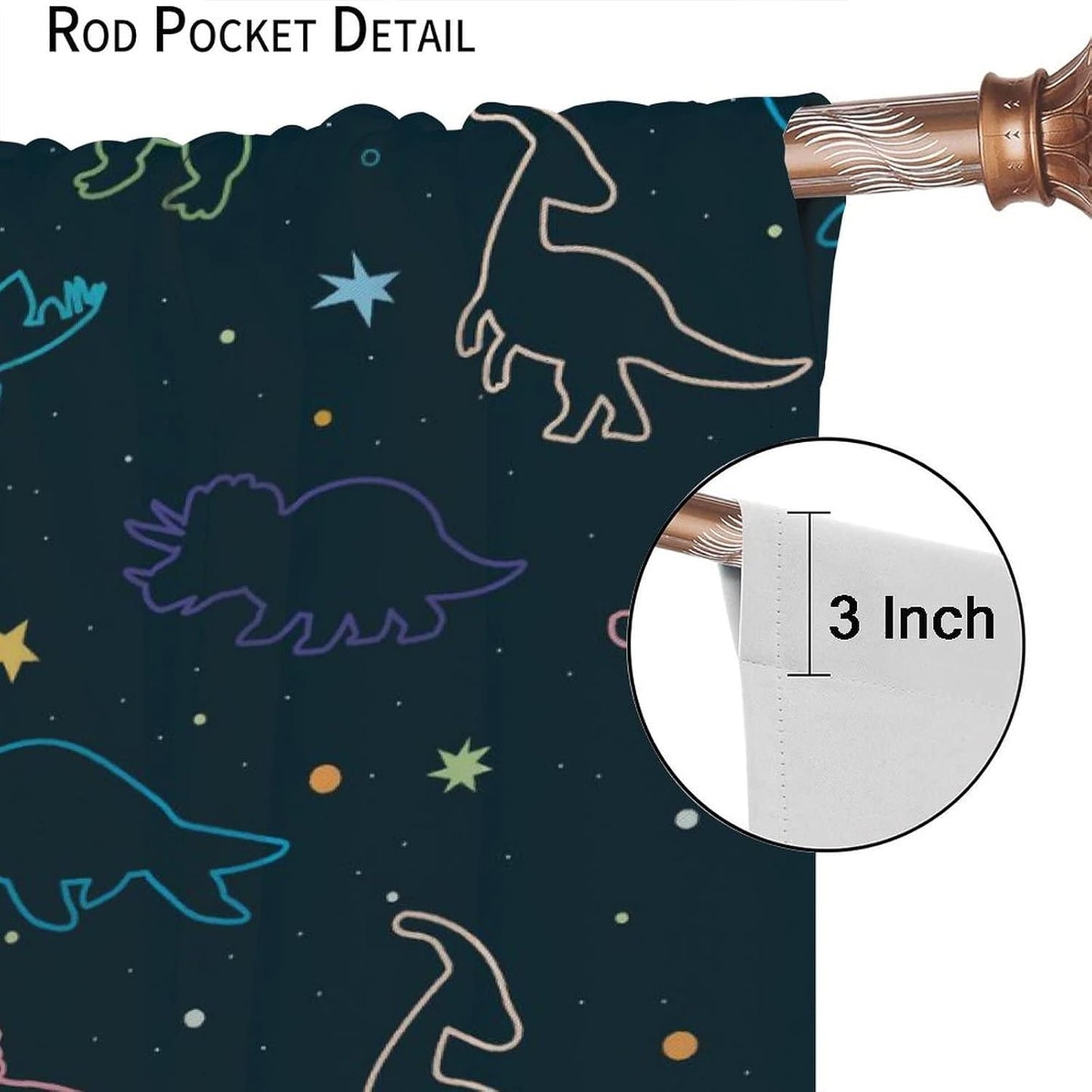 Cartoon Colorful Dinosaur Curtains for Kids Boys Girls Home Decor, Astronaut Funny Outer Space Star Blackout Rod Pocket Window Drapes for Bedroom Living Room W31.5xL72in 2 Panels
