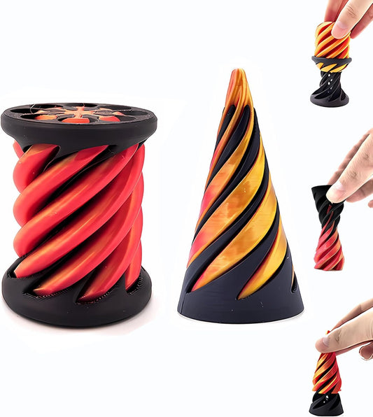 Impossible Cone, Spiral Cone Fidget Toy 3D Printed Spiral Fidget Toys Impossible Pyramid Passthrough Sculpture, Mini Cones Pass Through Pyramid Fidget Toy for Stress and Anxiety Relaxing