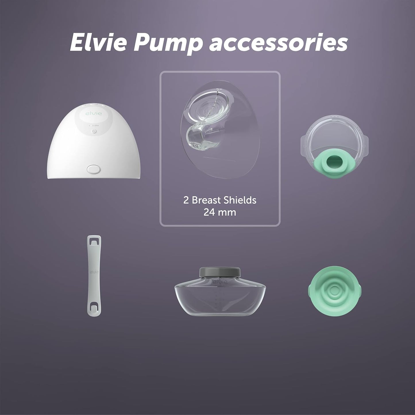 Elvie Pump Breast Shield - 24mm | 2 Pack Nipple Shield Flange for Pumping Breast Milk | Breast Feeding Essentials for Electric Breast Pumps | BPA Free Breast Shells | Breast Pump Bra Compatible