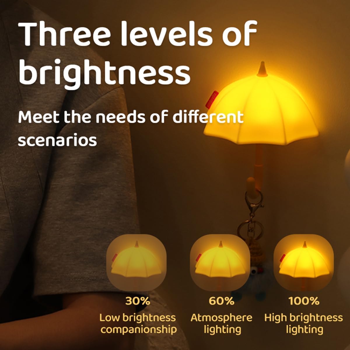 Umbrella Night Light for Kids,Light-Up Magnetic Fridge Lamp,Rechargeable Silicone Lamp for Baby Nursery,3 Levels Dimmable 30 minute timer,Squishy Bedside Night Lamp for Bedroom Kitchen