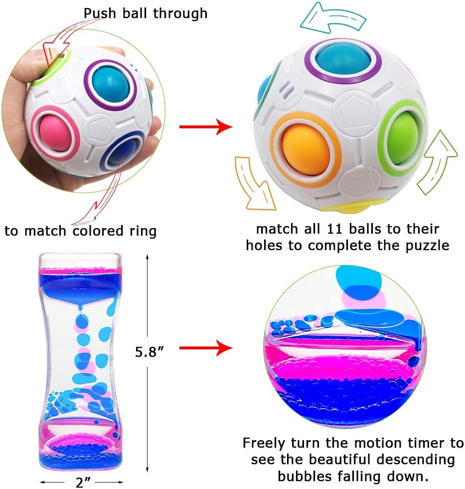 Scientoy Fidget Toy Set, 35 Pcs Sensory Toy for ADD, OCD, Autistic Children, Adults, Anxiety Autism to Stress Relief and Anti Anxiety with Motion Timer, Perfect for Classroom Reward with Gift Box