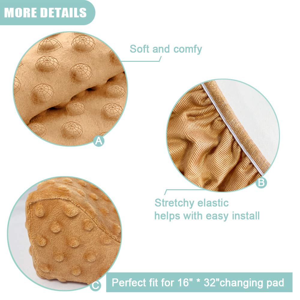 Owlowla Changing Pad Cover, Soft Minky Dots Changing Table Sheets for Baby Boy and Girl(Caramel)
