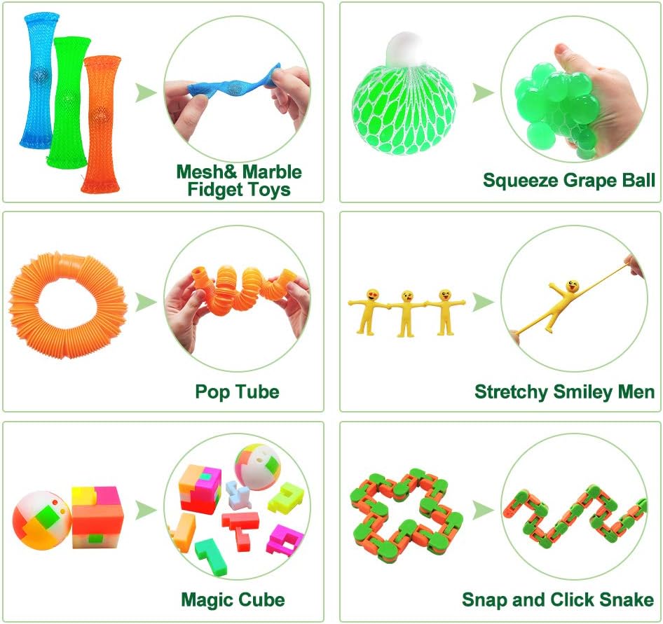 Scientoy Fidget Toy Set, 35 Pcs Sensory Toy for ADD, OCD, Autistic Children, Adults, Anxiety Autism to Stress Relief and Anti Anxiety with Motion Timer, Perfect for Classroom Reward with Gift Box