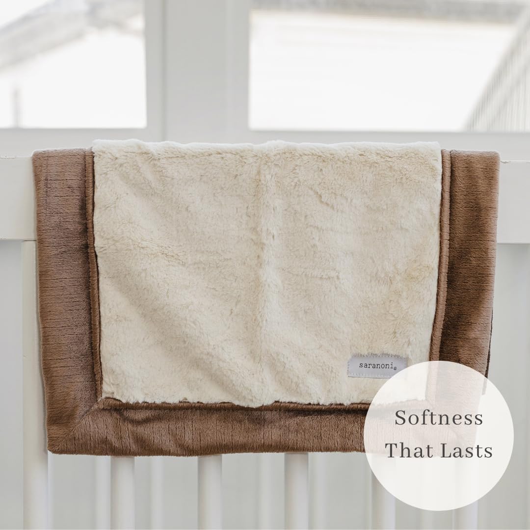 SARANONI Security Blankets for Babies Super Soft Boutique Quality Lush Luxury (Ivory & Gingersnap, Mini 15" x 20")