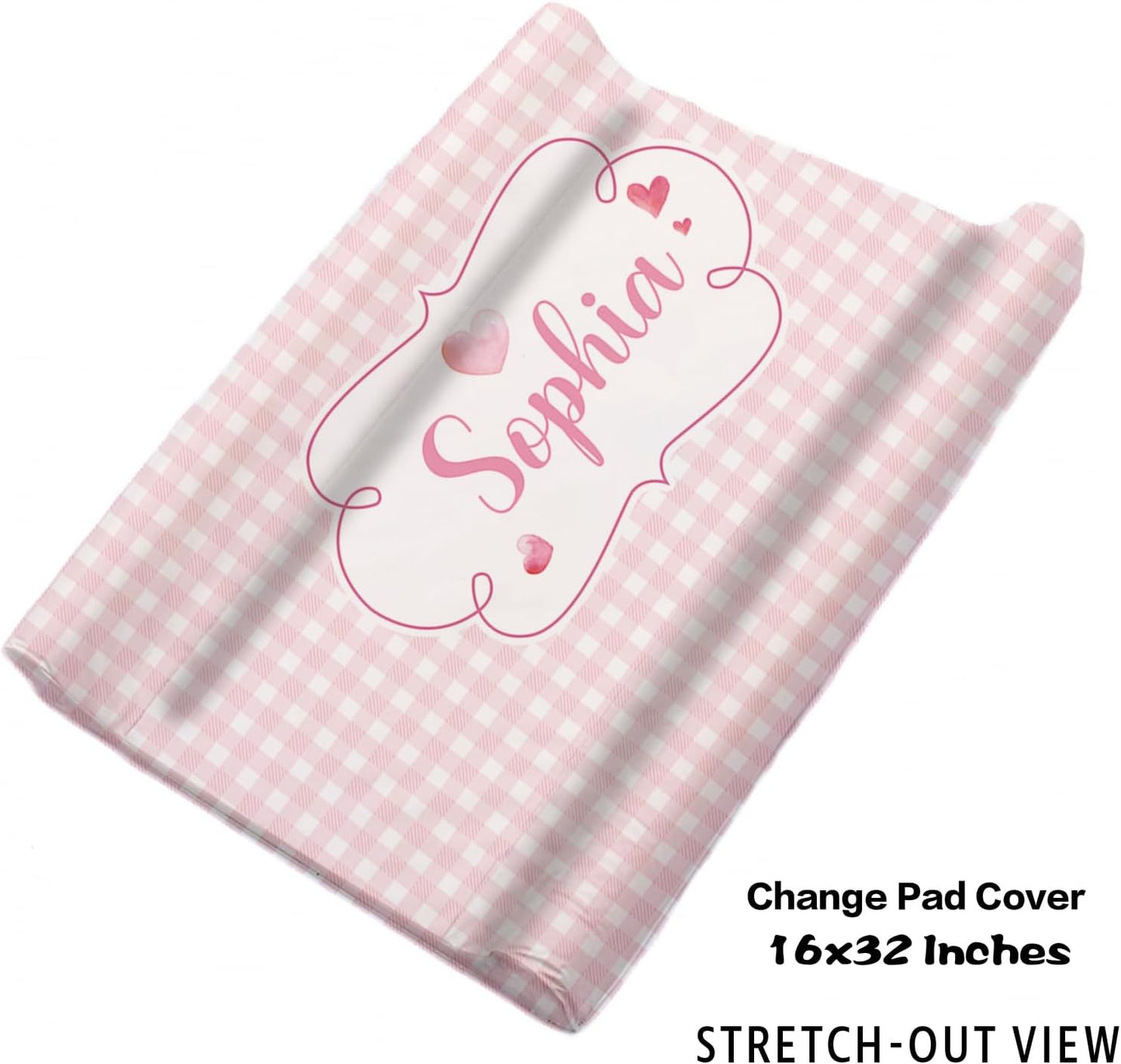 Custom Nursery Crib Bedding Set: Personalized Name 4 Piece Pink Checkered Elephant Pattern Baby Crib Sets for Girls - Toddler Double Layer Blanket Set, Comfortable Crib Bed Sheets for Baby Toddlers