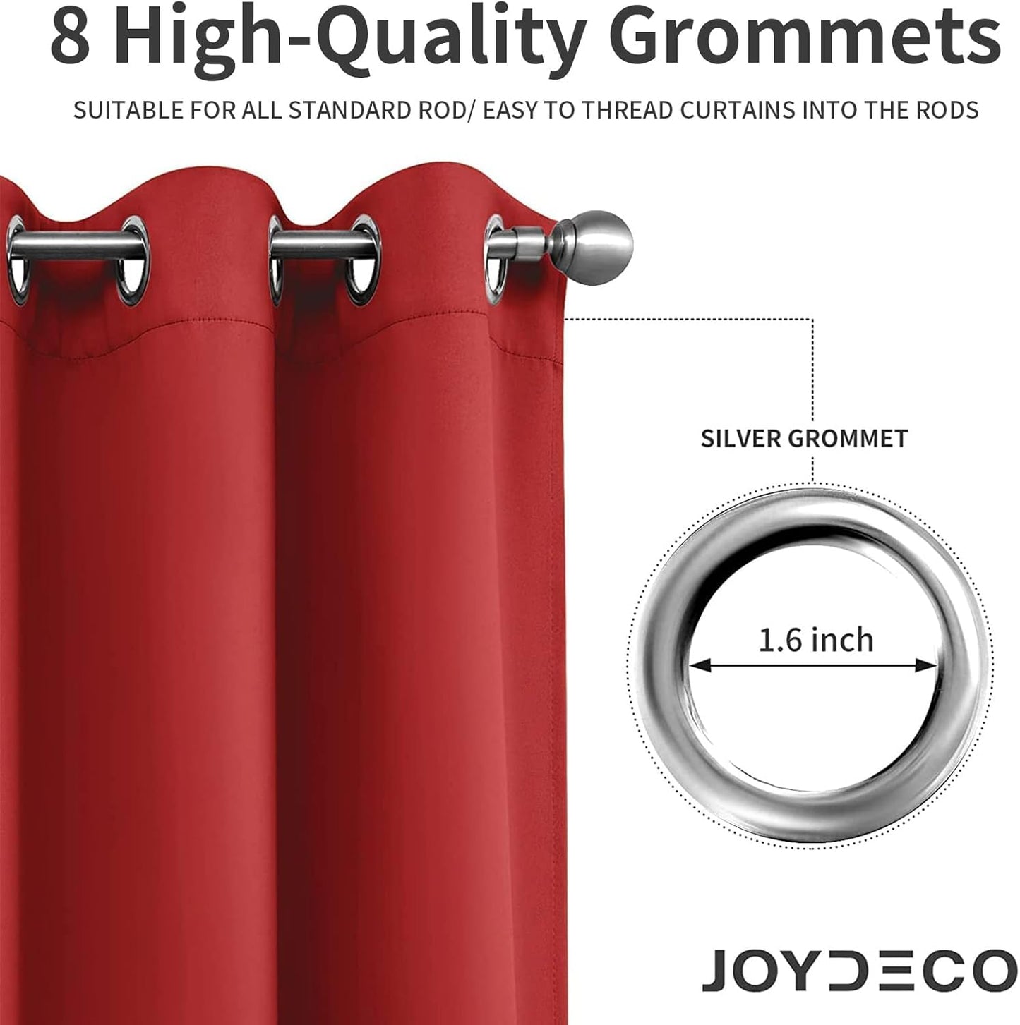 Joydeco Blackout Curtains 84 inches Long 2 Panels Set, Thermal Insulated Long Curtains & Drapes 2 Burg, Room Darkening Grommet Drapes for Bedroom Living Room Windows (W52 x L84 Inch, Red)