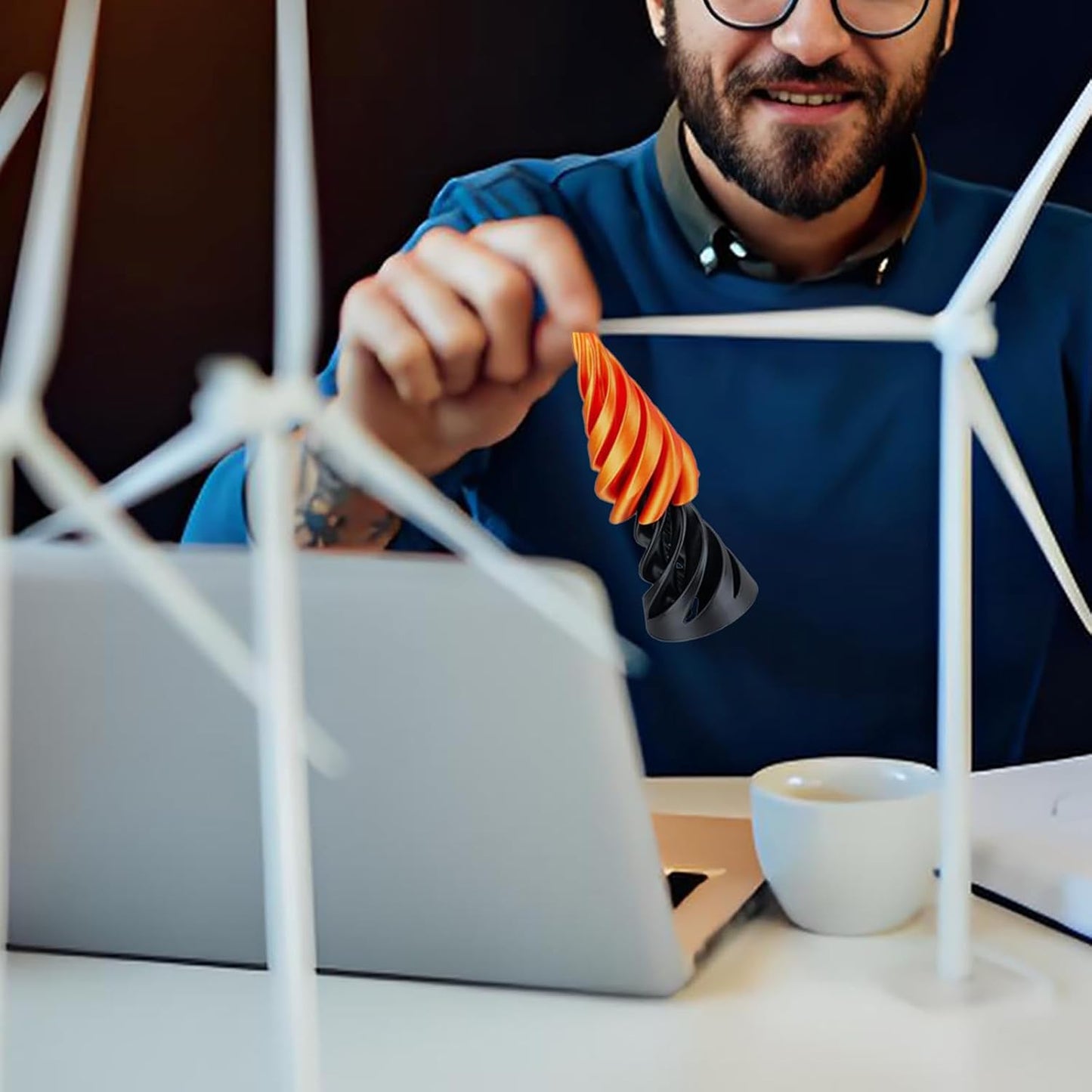 Impossible Cone, Spiral Cone Fidget Toy 3D Printed Spiral Fidget Toys Impossible Pyramid Passthrough Sculpture, Mini Cones Pass Through Pyramid Fidget Toy for Stress and Anxiety Relaxing