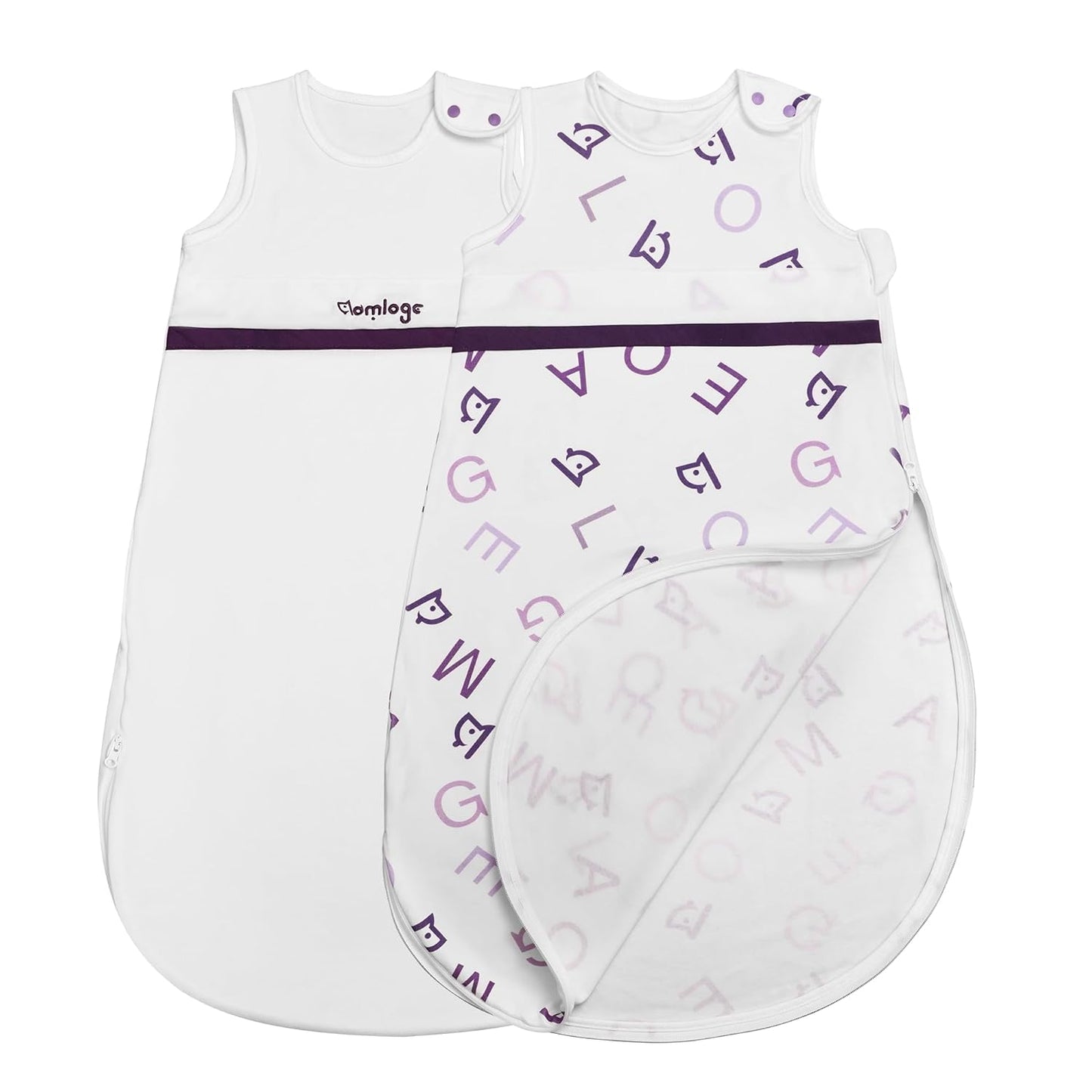 PuppyNap Organic Cotton Sleep Sack 2-Pack Set, 6-12 Months, Toddler Sleep Sack with 2-Way Zipper, Letter Land