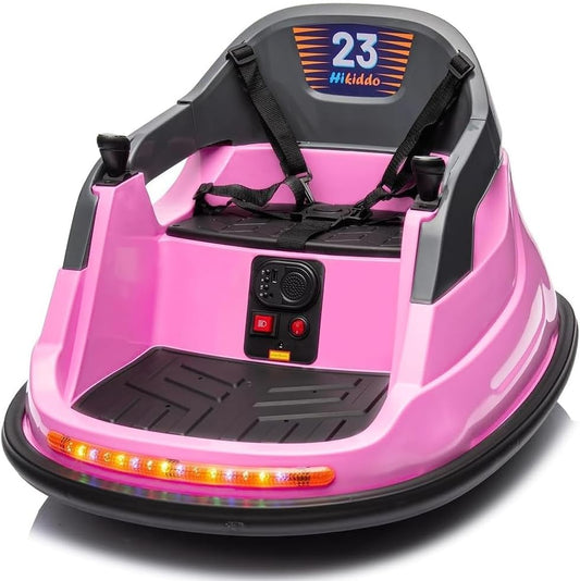 Baby Bumper Car, 6V Electric Kids Bumper Car for Toddlers with Remote Control, Bluetooth - Baby Pink