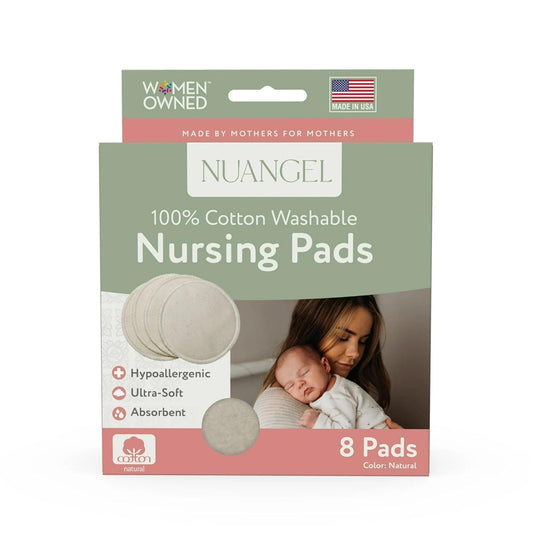 Natural Cotton Washable Nursing Pad, Essential for Newborn Care, Perfect Breast Pads for Leaking Milk, Nipple Pads for Nursing Newborns, Must-Have for Breastfeeding Moms (8 Pads per Package)