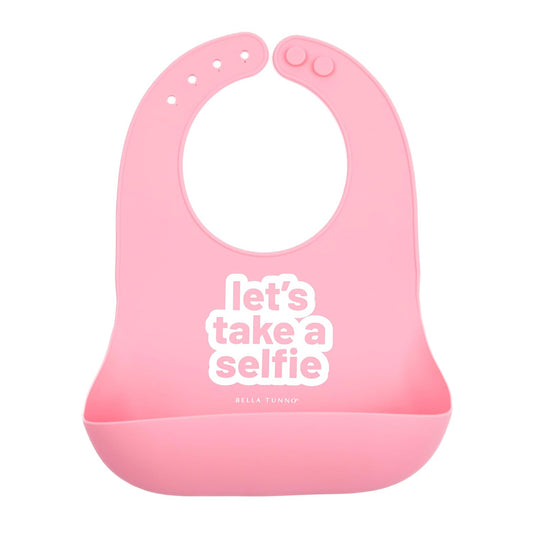 Bella Tunno Baby Bib for Eating, Waterproof Silicone Bib with Large Food Catcher, Adjustable Fit for Babies 4-12 months & Toddlers 1-3 Years, Boys & Girls, Lets Take a Selfie
