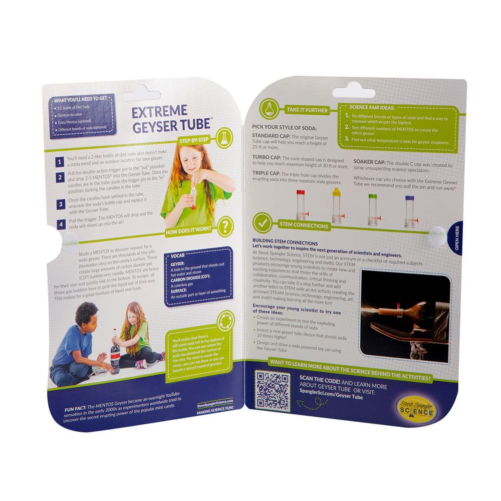 Steve Spangler Science Extreme Geyser Tube - Science Kit for Kids - Mentos & Soda Lab Experiment - Includes Tube, Candy, & Unique Spray Caps - Chemistry Magic - Classroom STEM Project