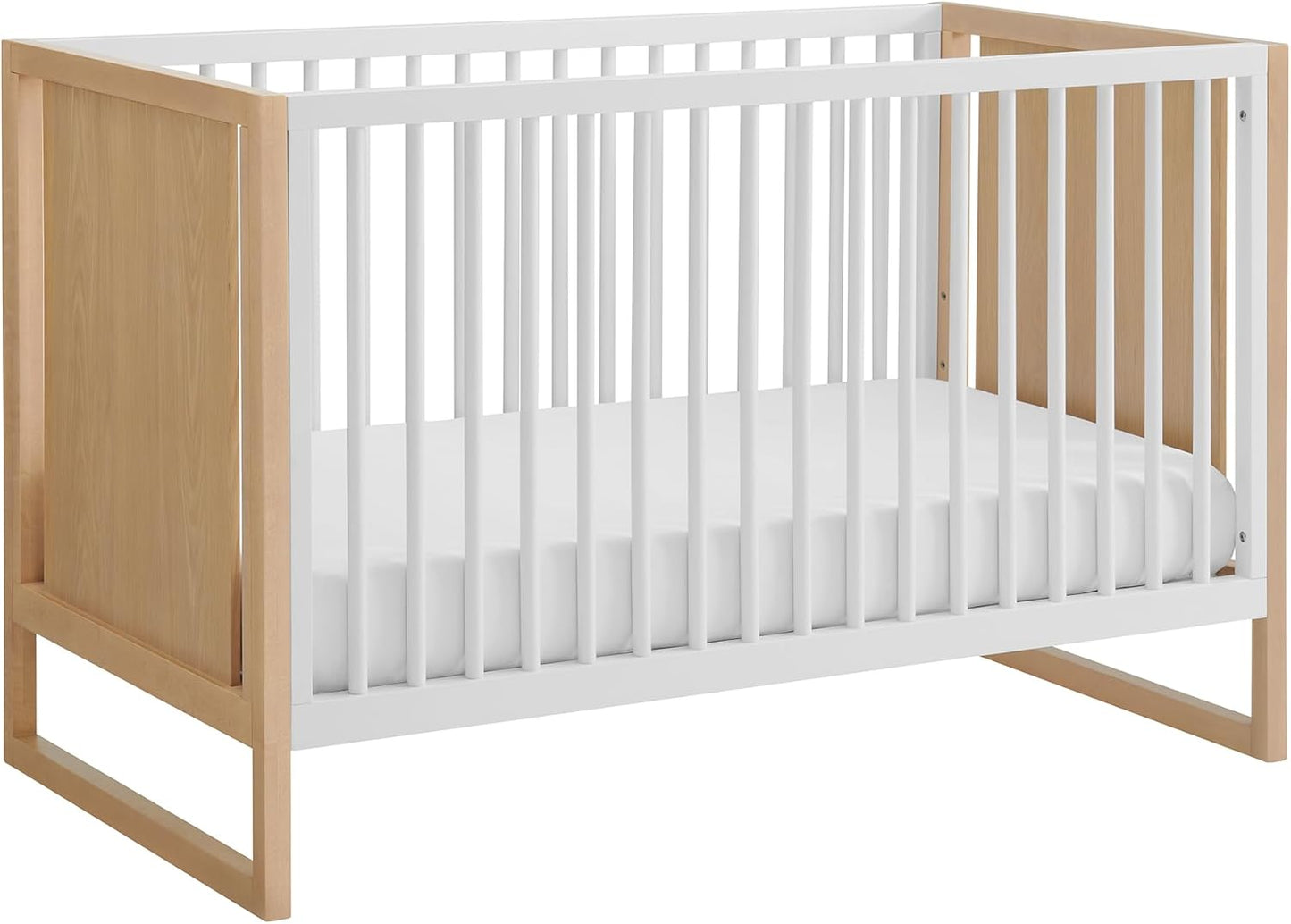 Nurture& The Crib - Baby, Toddler Convertible Crib | Sustainable Non-Toxic Materials | 3 Adjustable Heights - Grows with Your Baby (Toddler Guardrail NOT Included, Natural)