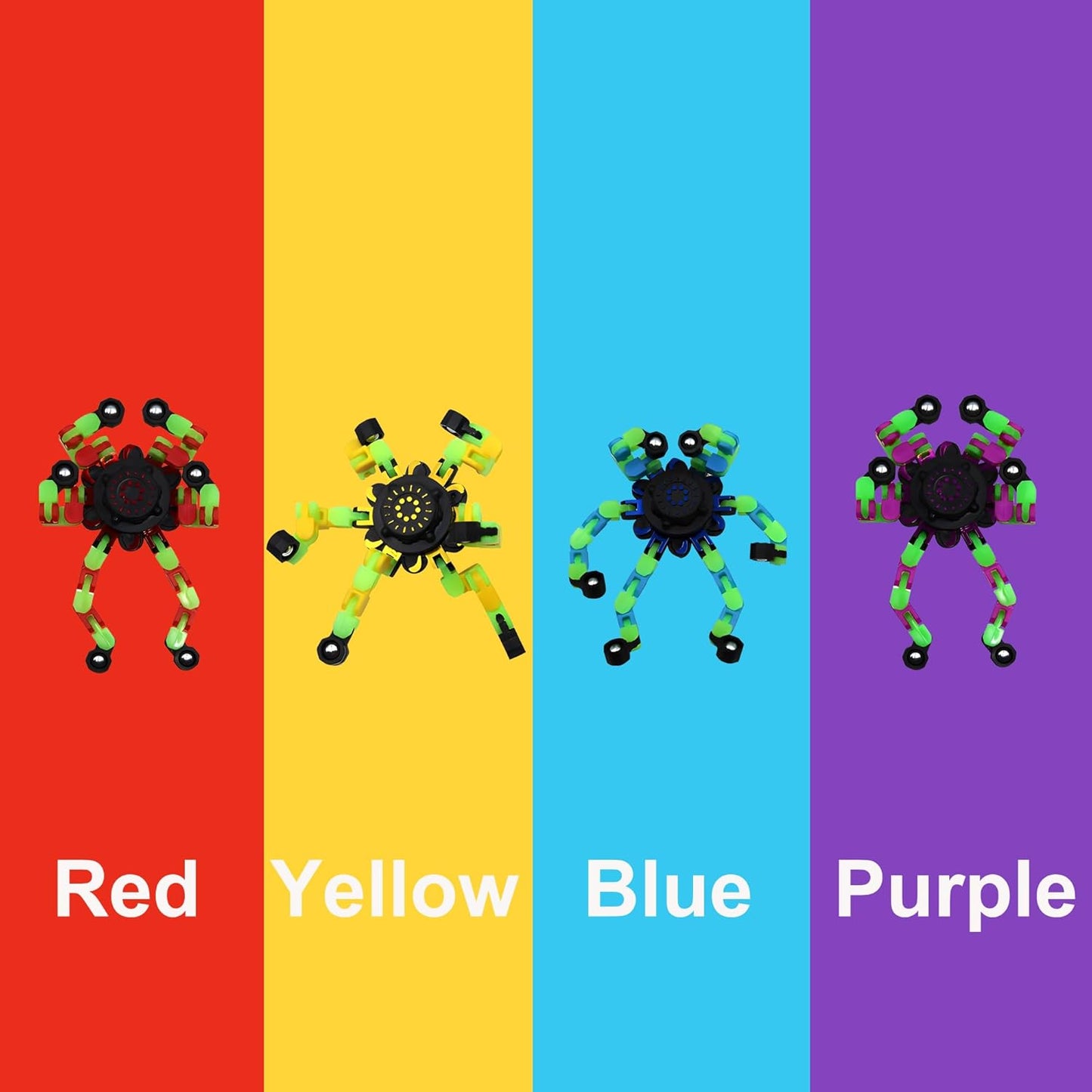 Fidget Spinners, DIY Transformable Chain Robot Finger Spinner, Glow in The Dark Deformable Creative Mechanical Gyro Toy Stress Relief Toy Fidget Fingertip Toy for Kids and Adults (12 Pack)