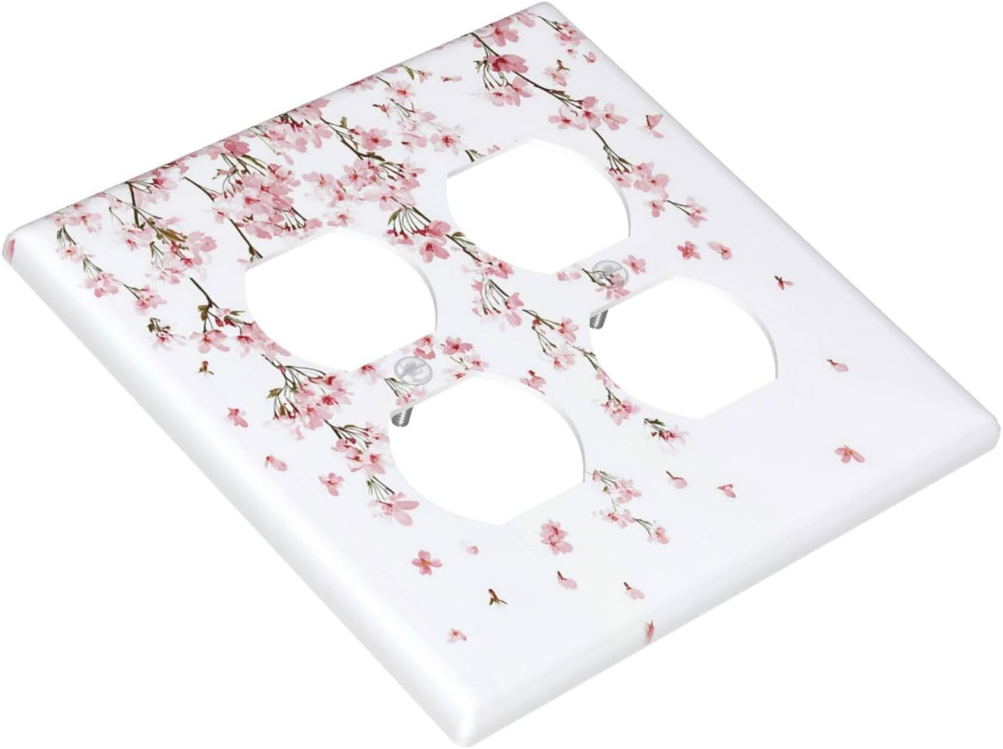 Outlet Covers Sakura Plant Floral Pink Flowers 2 Gang Double Duplex Decorative Light Switch Covers Electrical Wallplates Socket Faceplate For Bed Room Living Room Decor