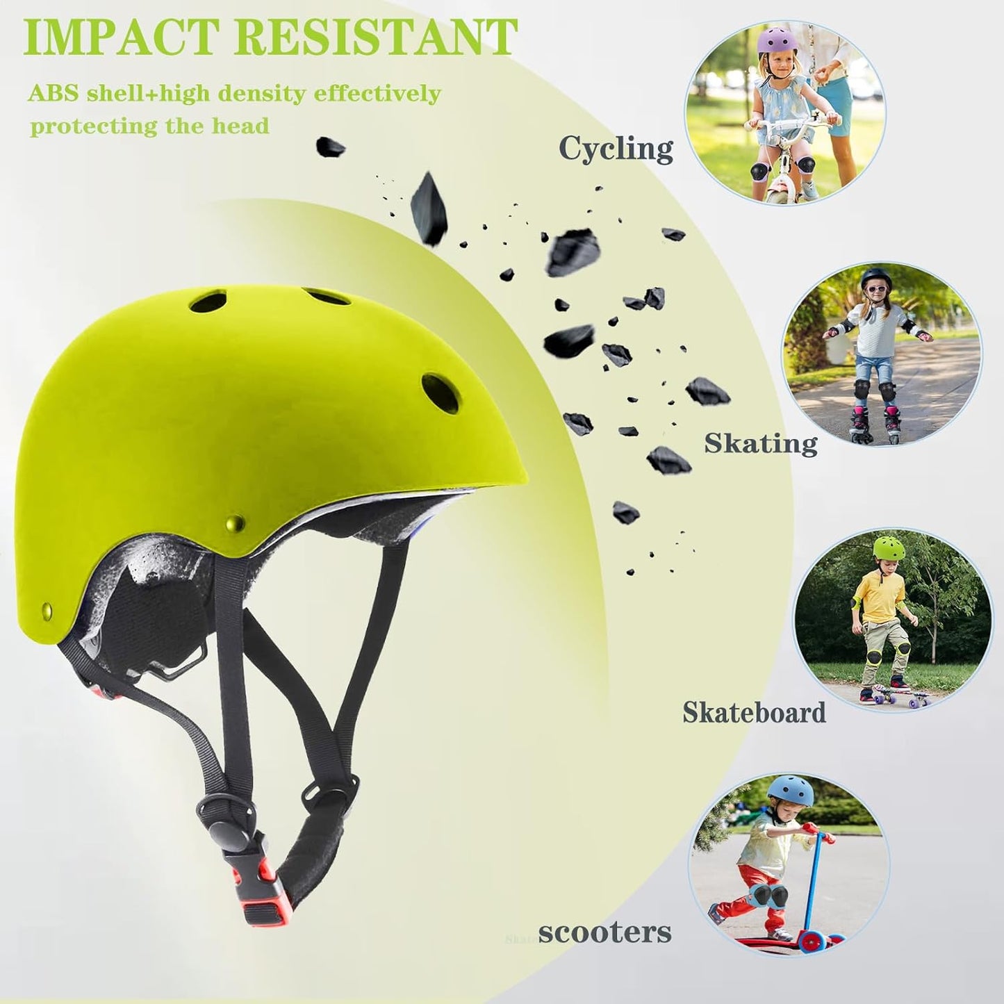 Kids Helmet,Toddler Skateboard Helmets for Ages 2-3-5-8-14 Years Boys Girls with Knee and Elbow Pads Wrist Guards fit Roller Skates,Skateboarding,Skating Scooter Adjustable Kids Helmet