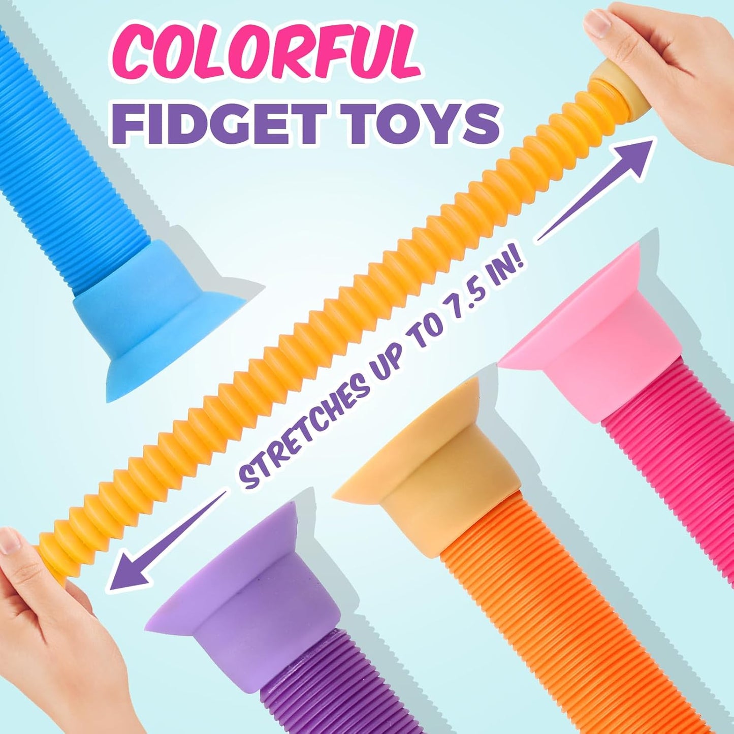 12Pack Telescopic Suction Cup Giraffe Toy, Pop Tubes Toddler Travel Toys, Educational Fidget Toys for Anxiety Kids for 3 4 5 6 7 8 9 Year Old Boys Girls