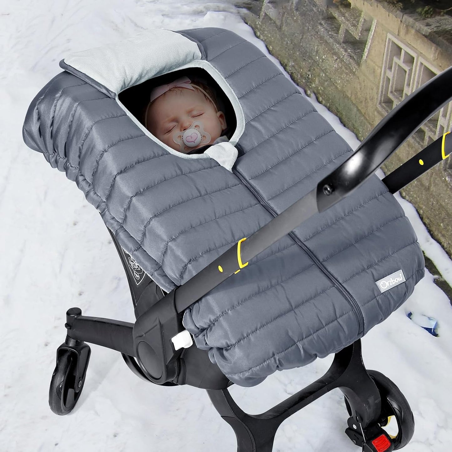 Orzbow Winter Car Seat Cover - Baby Car Seat Cocoon Cover for Boys & Girls, Warm Carseat Canopy Cover to Protect Baby from Wind, Rain & Snow, Waterproof, Universal Fit for Infant Car Seat, Grey