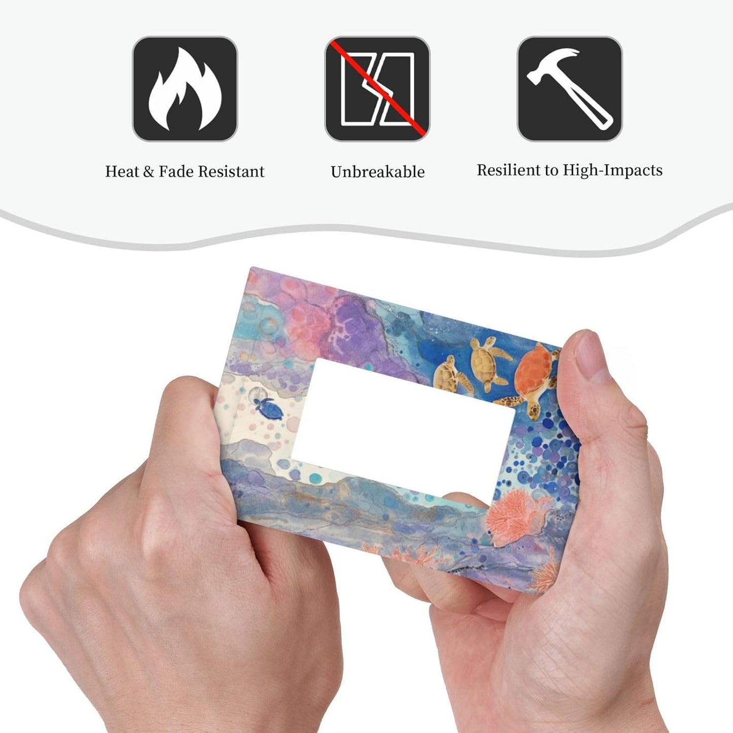 Turtle Coral Fish Watercolor Colorful Underwater World Decorative Outlet Covers 1 Gang Single Rocker Light Switch Cover Plate Wall Plates GFCI Faceplate for Kids Room Home Decor