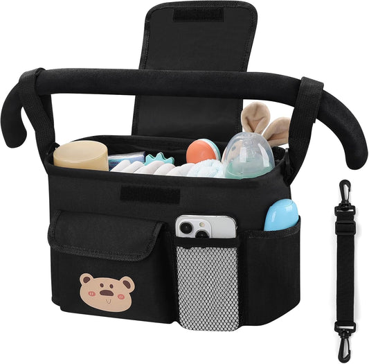 Accmor Universal Stroller Organizer with Cup Holder and Shoulder Strap, Stroller Bag Caddy Organizer Stroller Accessories for Uppababy, Baby Jogger, Nuna, Doona, Britax Strollers