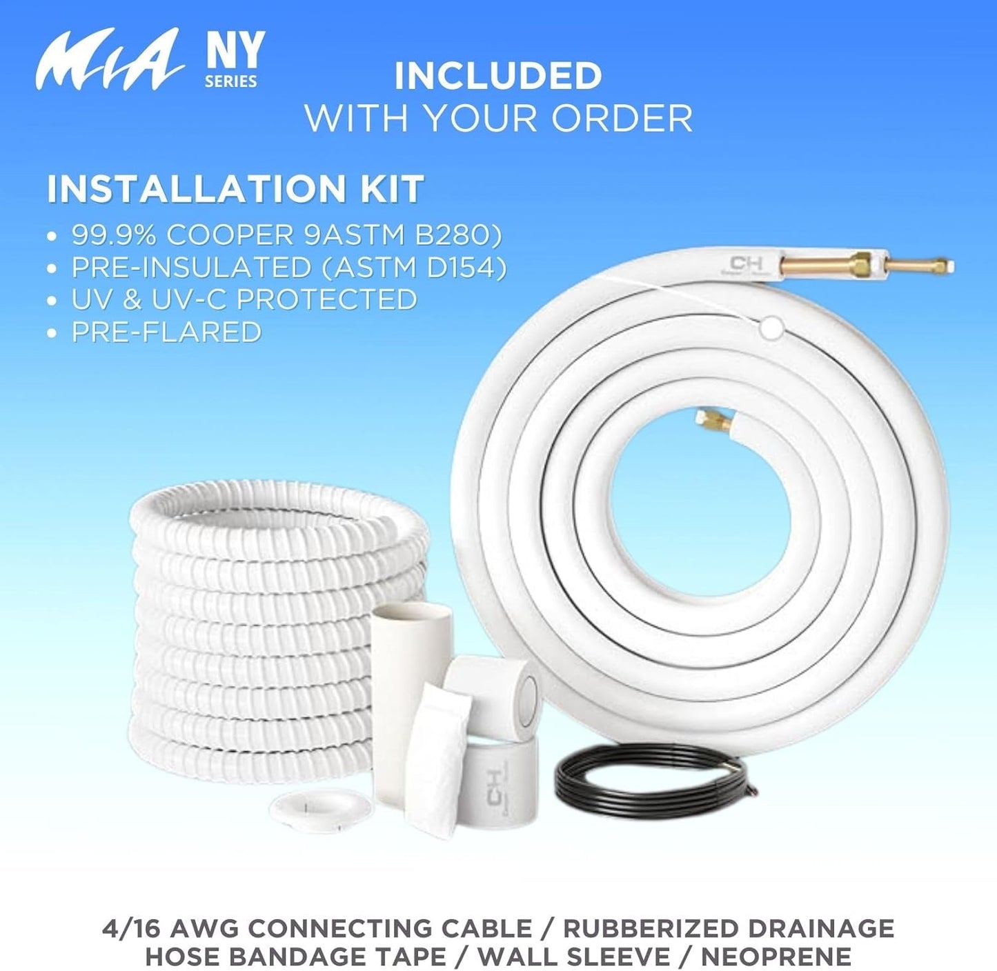 Cooper & Hunter 6,000 BTU 115V Single Zone Wall Mount Ductless Mini Split Air Conditioner & Heat Pump – 21.5 SEER2 – 16FT Installation Kit – R-410A Refrigerant Pre-Charged – Inverter