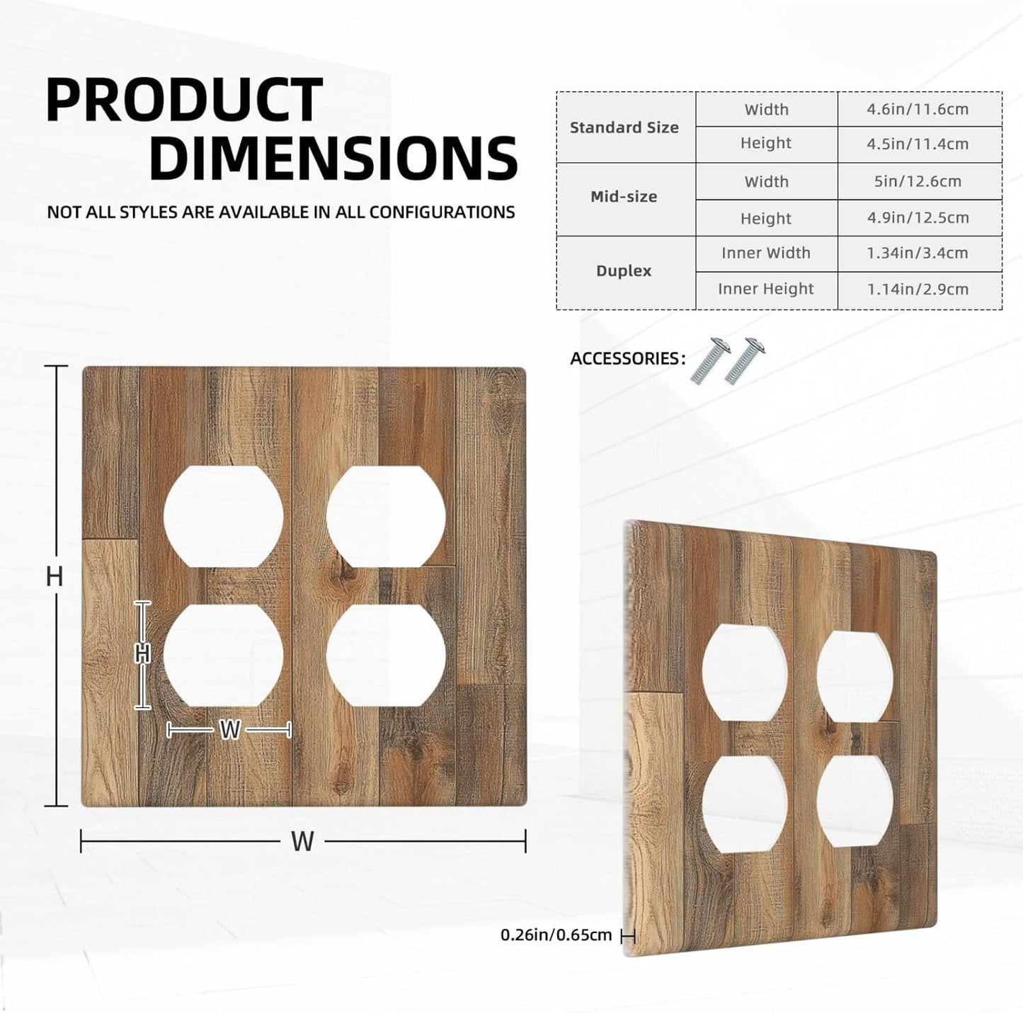 Outlet Covers Retro Rustic Brown Wood Grain 2 Gang Double Duplex Decorative Light Switch Covers Electrical Wallplates Socket Faceplate For Farmhouse Cabin Decor