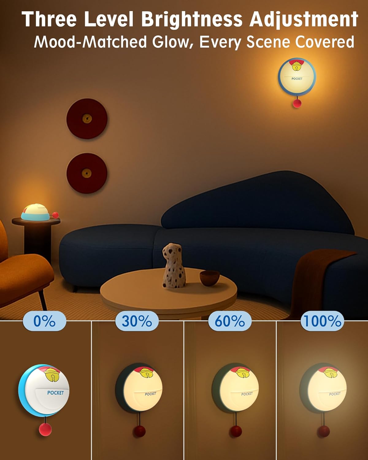 Wall Night Light for Kids, 3 Levels Dimmable Nursery Nightlight with Timer, Rechargeable LED Touch Wall Lamp for Room Decor, Silicone Squishy Light, Cute Anime Lamp Unique Gifts for Girls & Boys