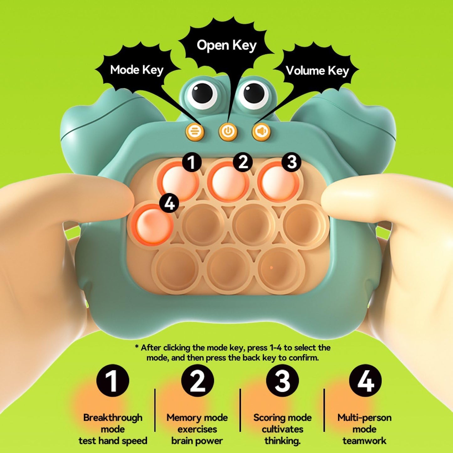 Quick Push Bubbles Pop Fidget Toy It Game, Fast Push Light Up Pop Interactive Sensory Toy, Fast Push Button Game for Kids Adult, Stress Relief Handheld Game Present Toy for 3 4 5 6 7 Years Boy Girl