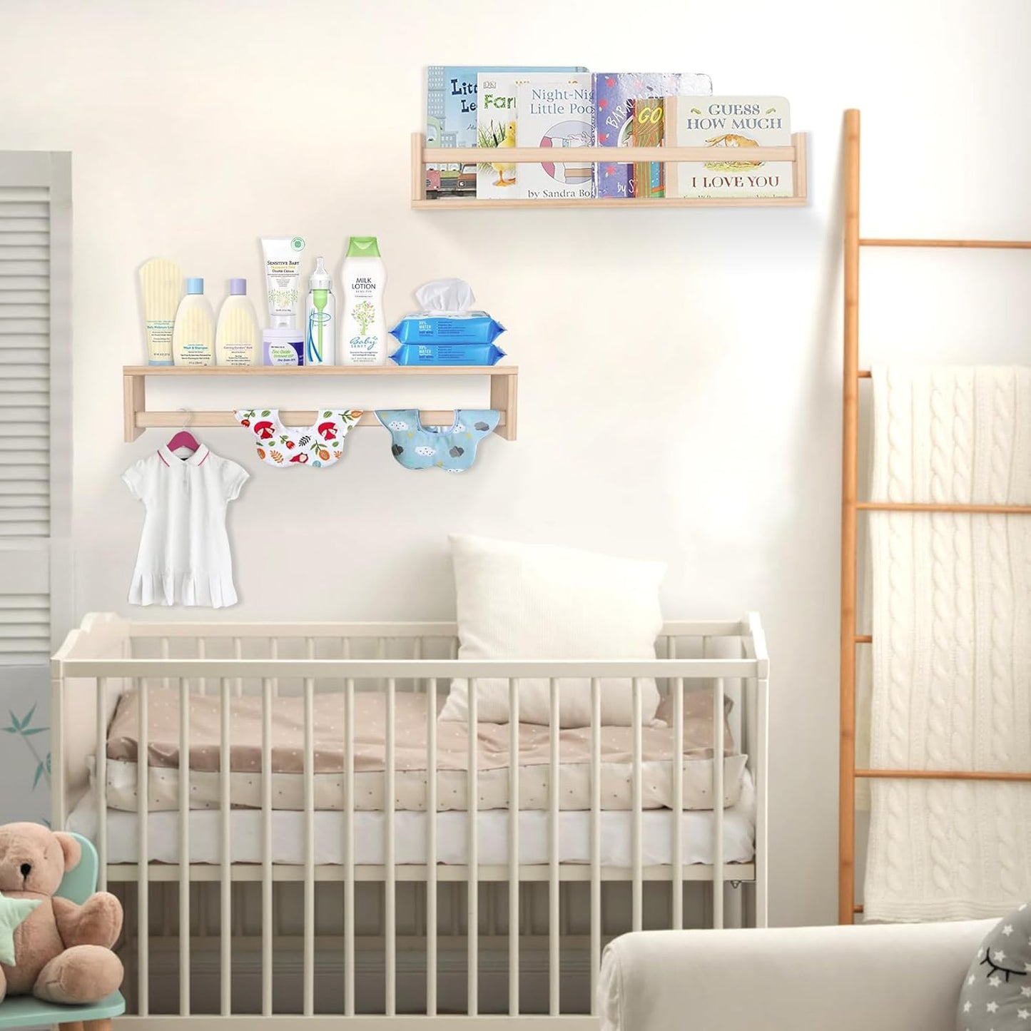 Gneric Floating Shelves for Wall, 23.6 inch Burlywood Nursery Book Shelves, Wall Shelves for Living Room Bedroom Decor,Kitchen Spice Rack,Bathroom Storage Rack(2 Pack)