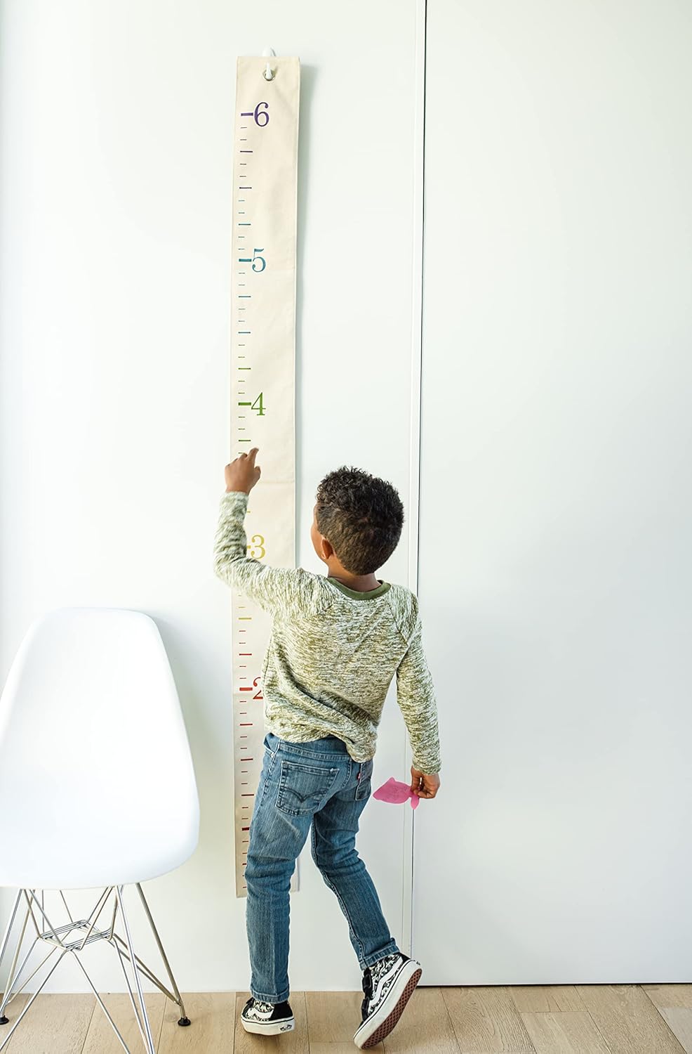 Rainbow Canvas Family Height Chart Ruler - Children's Growth Tracker for Nursery Wall - Kids Room Decor Keepsake