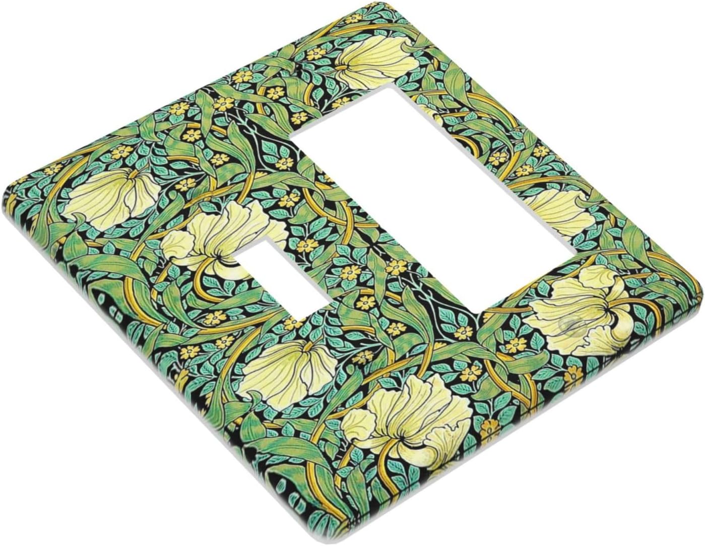 Outlet Covers William Morris Vintage Floral Yellow Flowers Green Leaf 1 Toggle 1 Rocker Combination Decorative Wall Plate Electrical Switch Plates Light Switch Cover Plate for Bedroom Decor