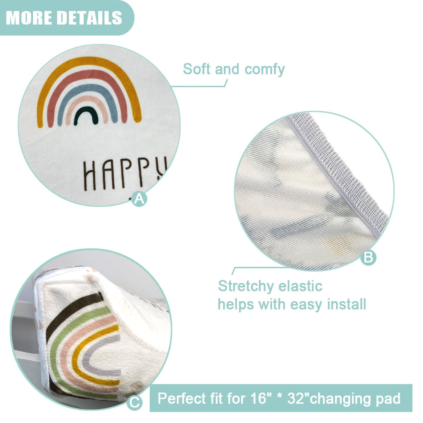 Owlowla Changing Pad Cover, Soft Minky Changing Table Sheets for Baby Boy and Girl(Rainbow)