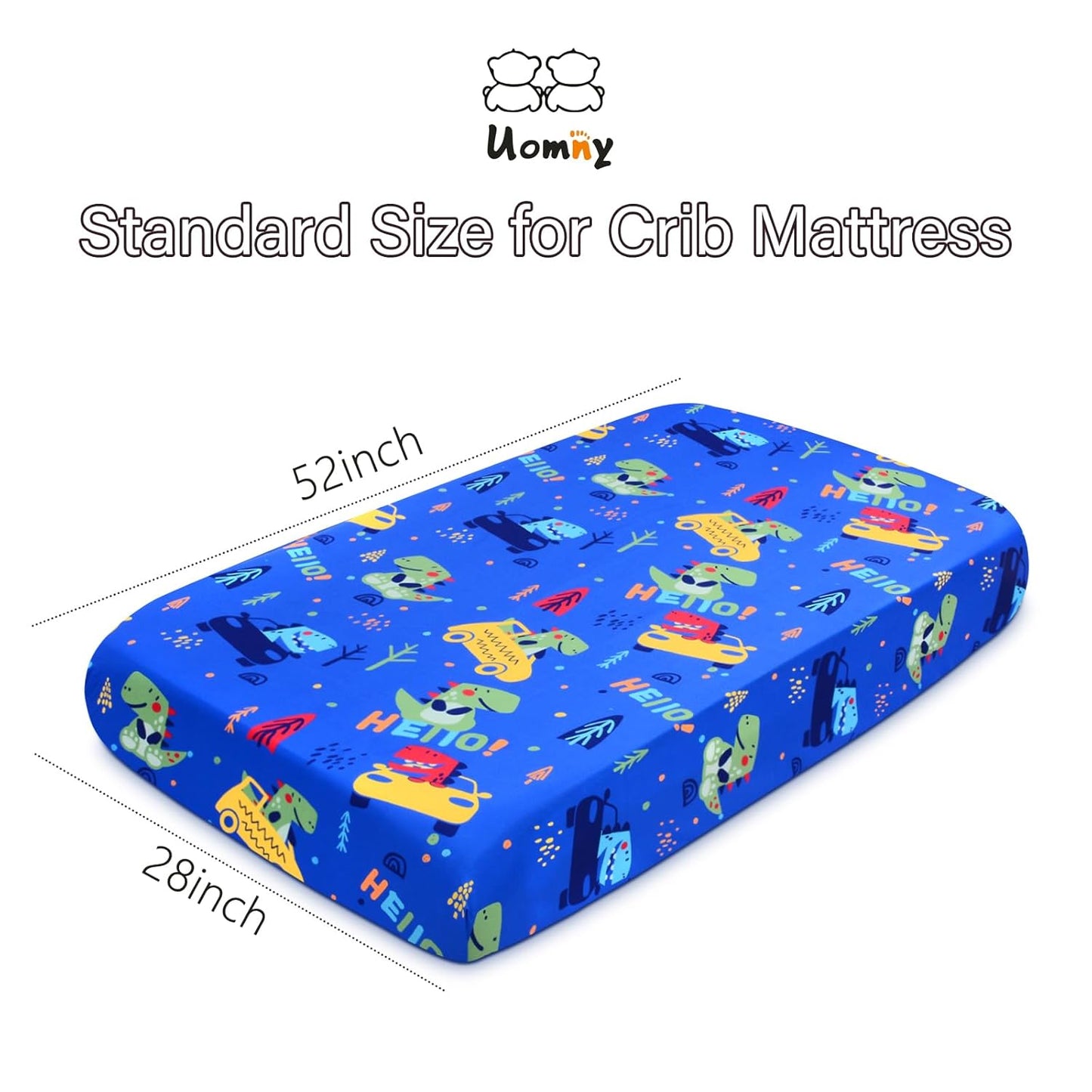 UOMNY Crib Sheet, Dinosaur Crib Sheets Baby Sheet for Standard Crib and Toddler Mattresses Nursery Bedding Sheet Crib Mattress Sheets for Boys and Girls 1 Pack Toddler Sheet