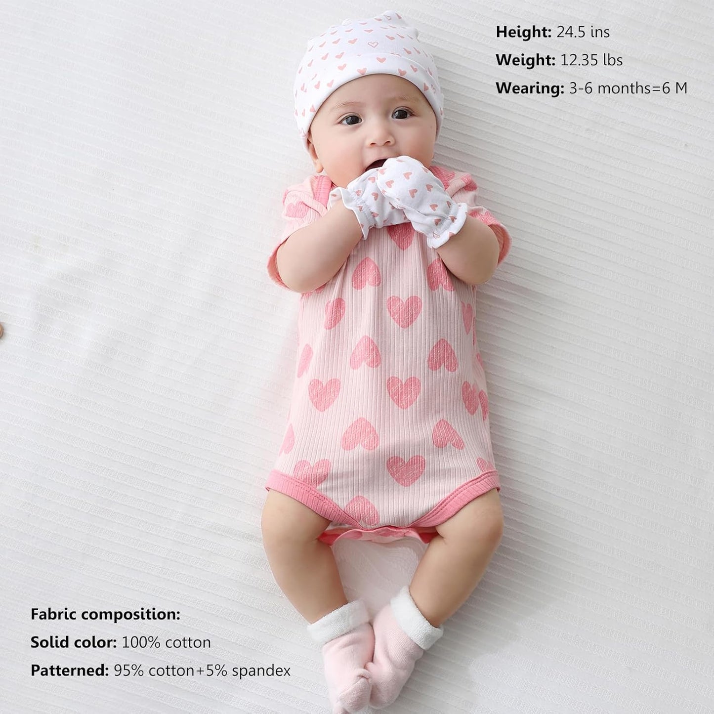 Newborn Baby Short Sleeve Bodysuit Cotton One-Piece Baby Clothes 5-Pack, 0-12 Months