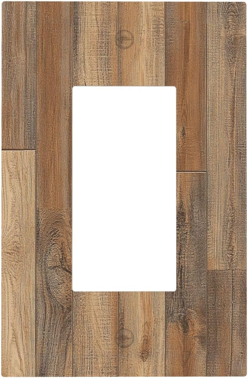 Decorative Outlet Covers Retro Rustic Brown Wood Grain 1 Gang Single Rocker Light Switch Cover Plate Wall Plates Gfci Faceplate For Farmhouse Cabin Decor
