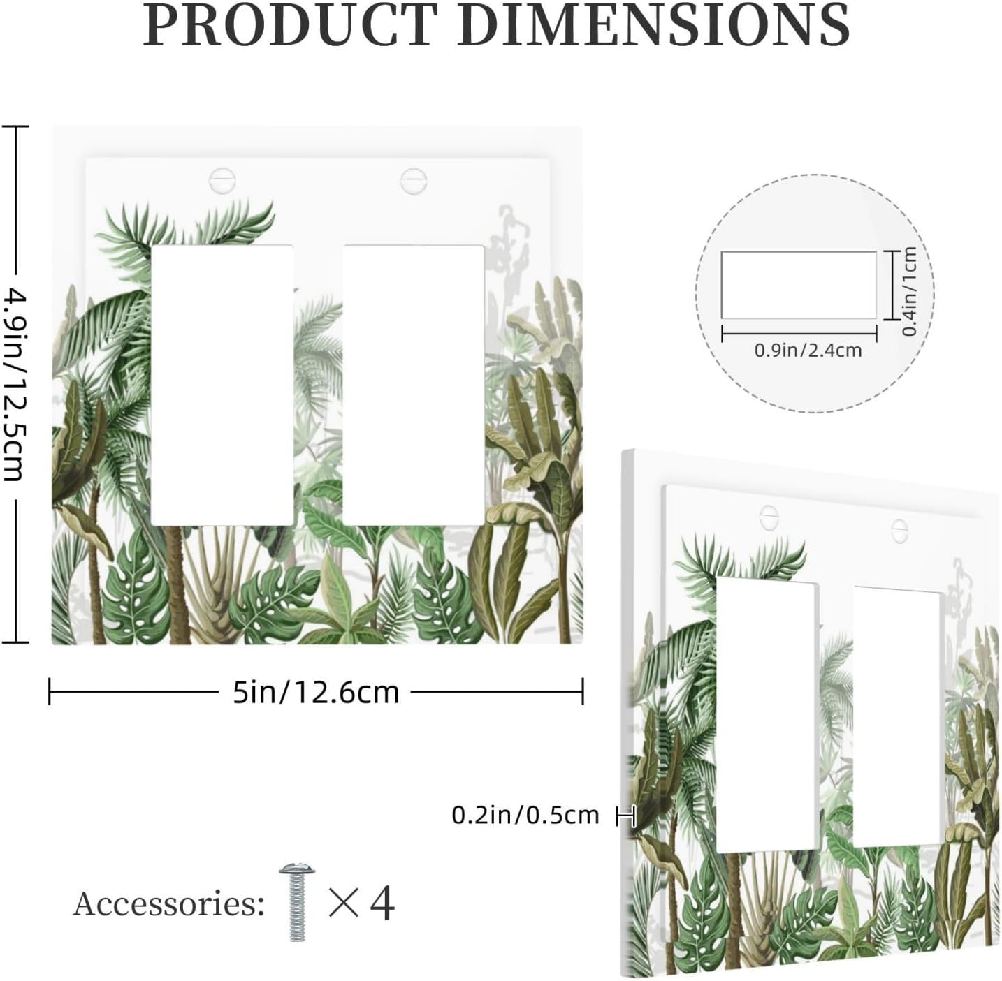 Palm Tree Banana Leaf Green Rainforest Natural Landscape Decorative Outlet Covers 2 Gang Double GFCI Rocker Electrical Wall Panels Light Switch Cover Plate for Bed Room Living Room Decor