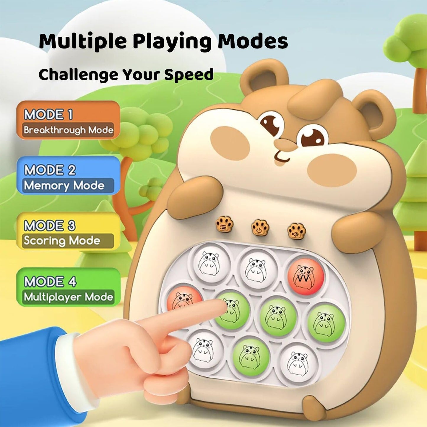 Fast Push Bubble Pop Fidget Toy, Electronic Light Up Game Console, Cool Birthday Gifts for 6 7 8 9 10-12 Year Boys and Girls Pop Up Stress Relief Toy, Concentration Speed Puzzle Game for Kids