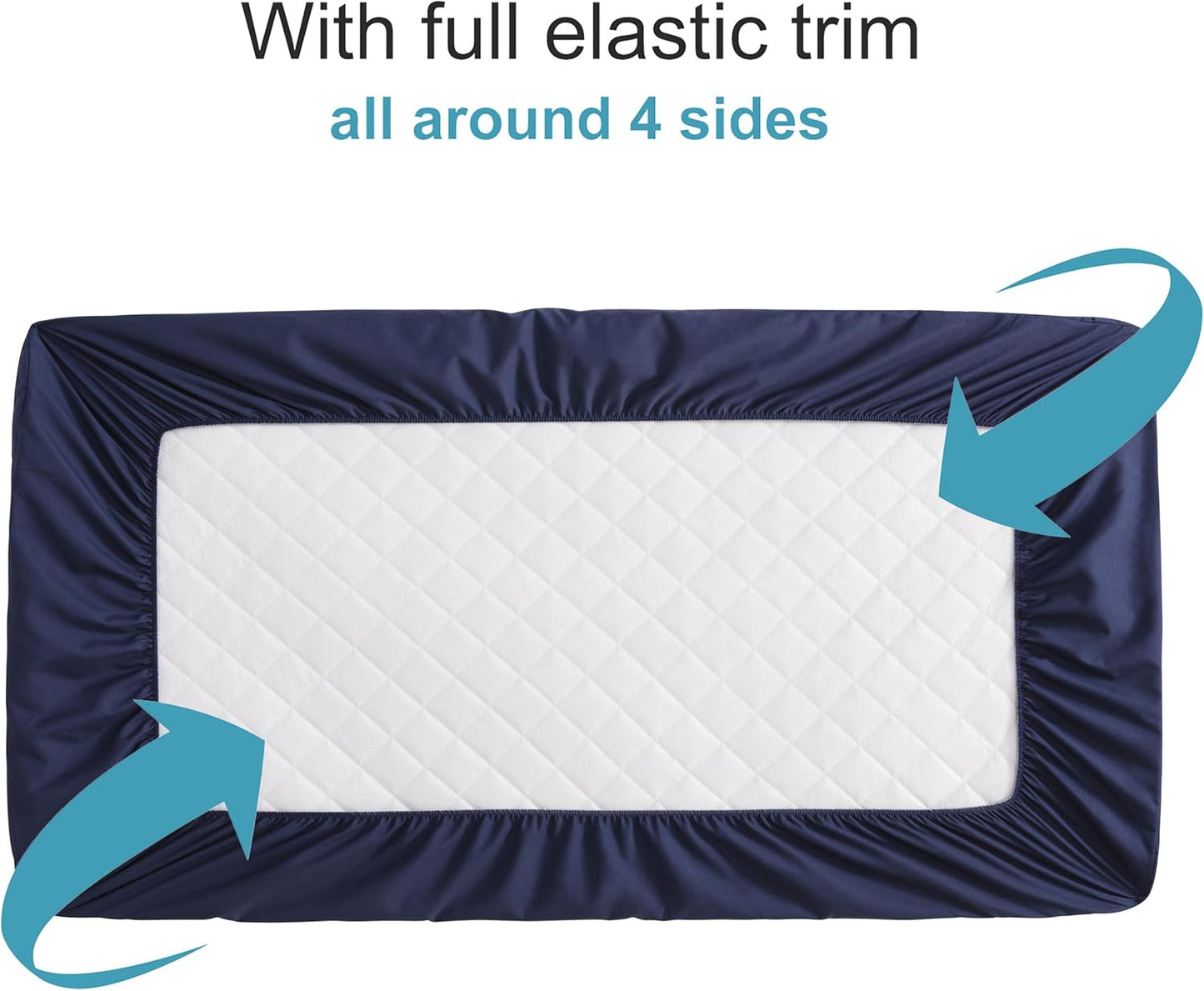 NTBAY 2 Pack Waterproof Crib Mattress Protector, Quilted 28"x52" Toddler Fitted Sheet - Machine Washable - Soft and Breathable Mattress Pad Cover for Crib, Nursery, Daycare, Cot, Navy Blue