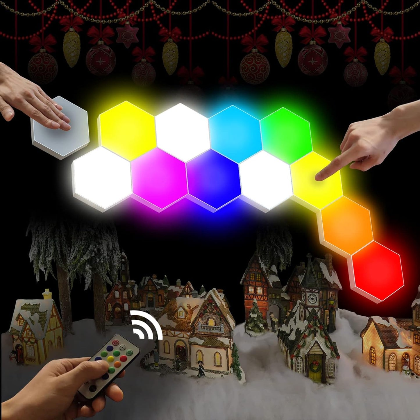 Hexagon Lights, Modular Touch Remote Control LED Wall Panels for Patients with Autism, Game Room Decor, Gift Birthday (12 Pack)