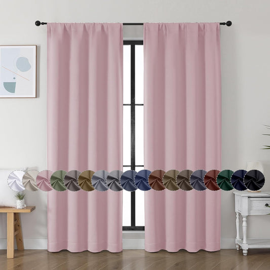 Simplebrand Ava Blush Blackout Curtains for Bedroom, 72 Inch Length, 2 Panels Set, Privacy Thermal Insulated Rod Pocket Window Curtains for Patio, French Door, W40 x L72 Inch