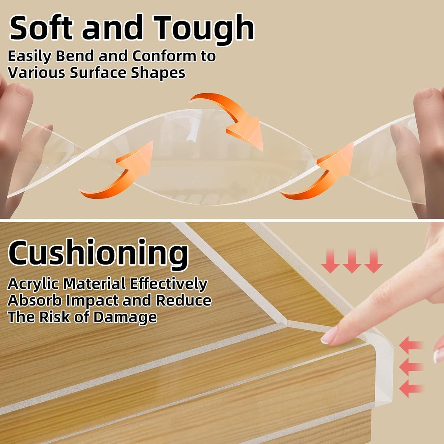 2Pack Clear Edge Protector,Safe Corner Protector, Anti-Sharp Edge Protector, for Furniture, Drawers, Tables, Cabinets 2inX3.28FT