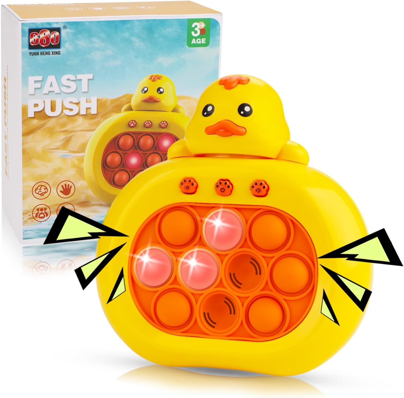 Quick Push Console with Instant Sound Feedback | Handheld Fast Speed Pushing Game | Pop The Target Interactive Educational Sensory Fidget Toy for Kids Adults | Fun Toy for Children 3-12