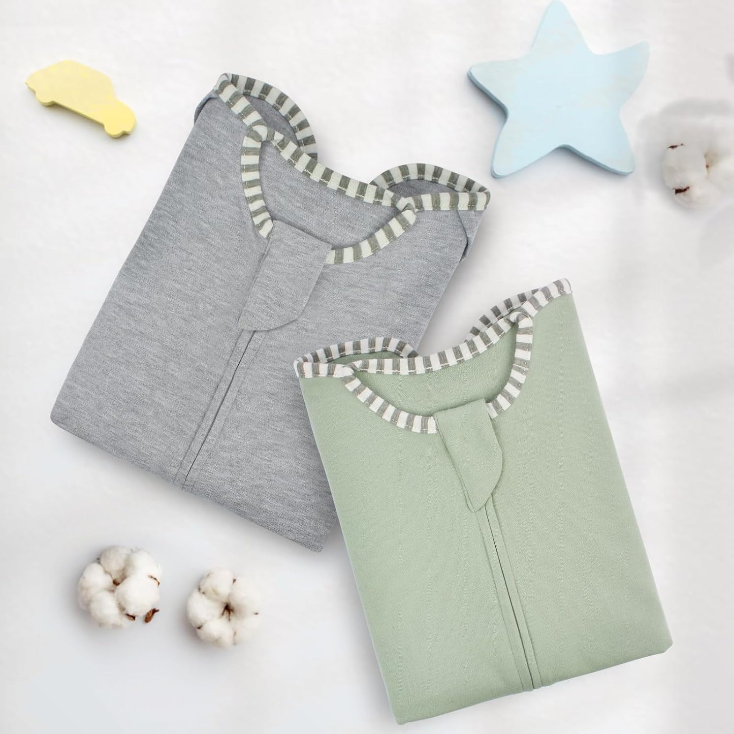 Baby Sleep Swaddles Arms up Swaddle 6-9 Months, Baby Transitional Swaddle Sack with 2-Way Zipper, 2-Pack Arms In/ Out 100% Cotton 0.8Tog Transition Swaddle Sleep Sack for Boy Girl (Large 20-27lbs)