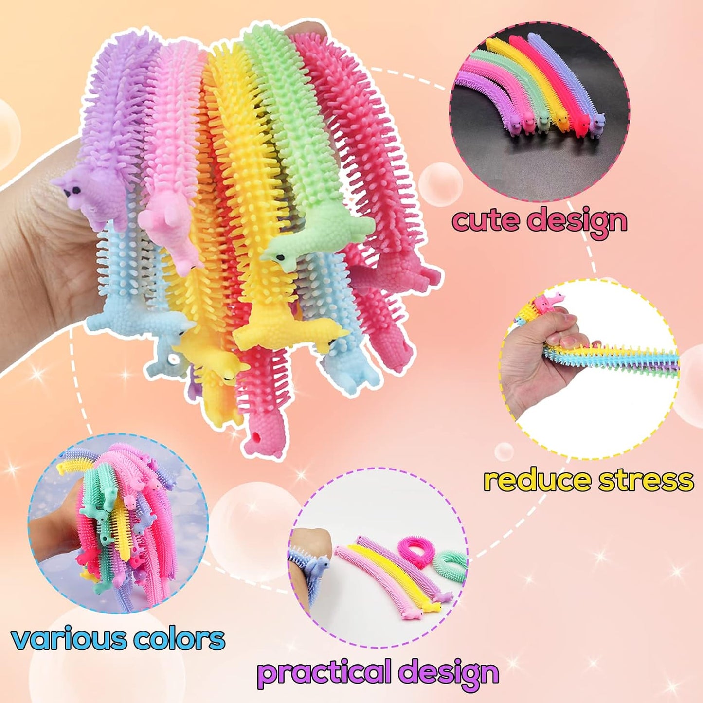 18Pack Stretchy Fidget Toy,Upgraded Sensory String,Colorful Stretchy Strings Fidget Toy for Kids,Adults,Autism,Stress Relief,Strengthen Arms,Build Resistance,Calm and Relax Present