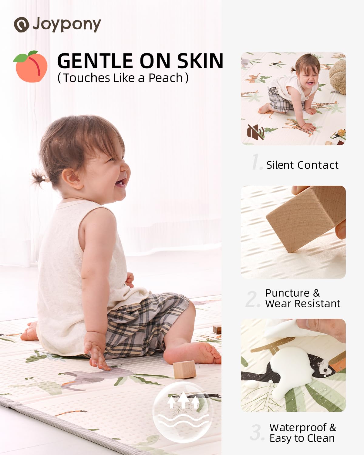 Baby Play Mat 71x79 Inch, 2 in 1 Fabric & XPE Dual-Sided Design Foldable Play Mats for Babies and Toddlers, Waterproof & Anti-Slip Baby Mat for Floor, Portable Baby Foam Crawling Mat with Travel Bag