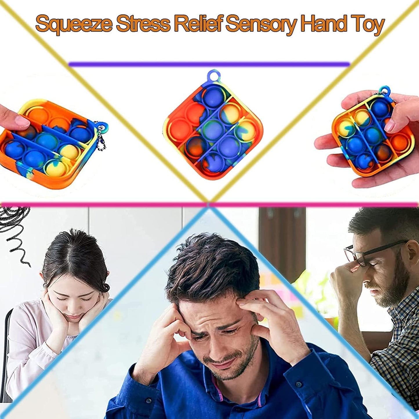 150 pcs Random Color Mini Squeeze Pop Bubble Fidget Sensory Toys, Mini Keychain Wrap Small Relieve Anxiety Stress Toy, Pop Bulk Silicone Classroom Prize for Kids Adult Party Gift