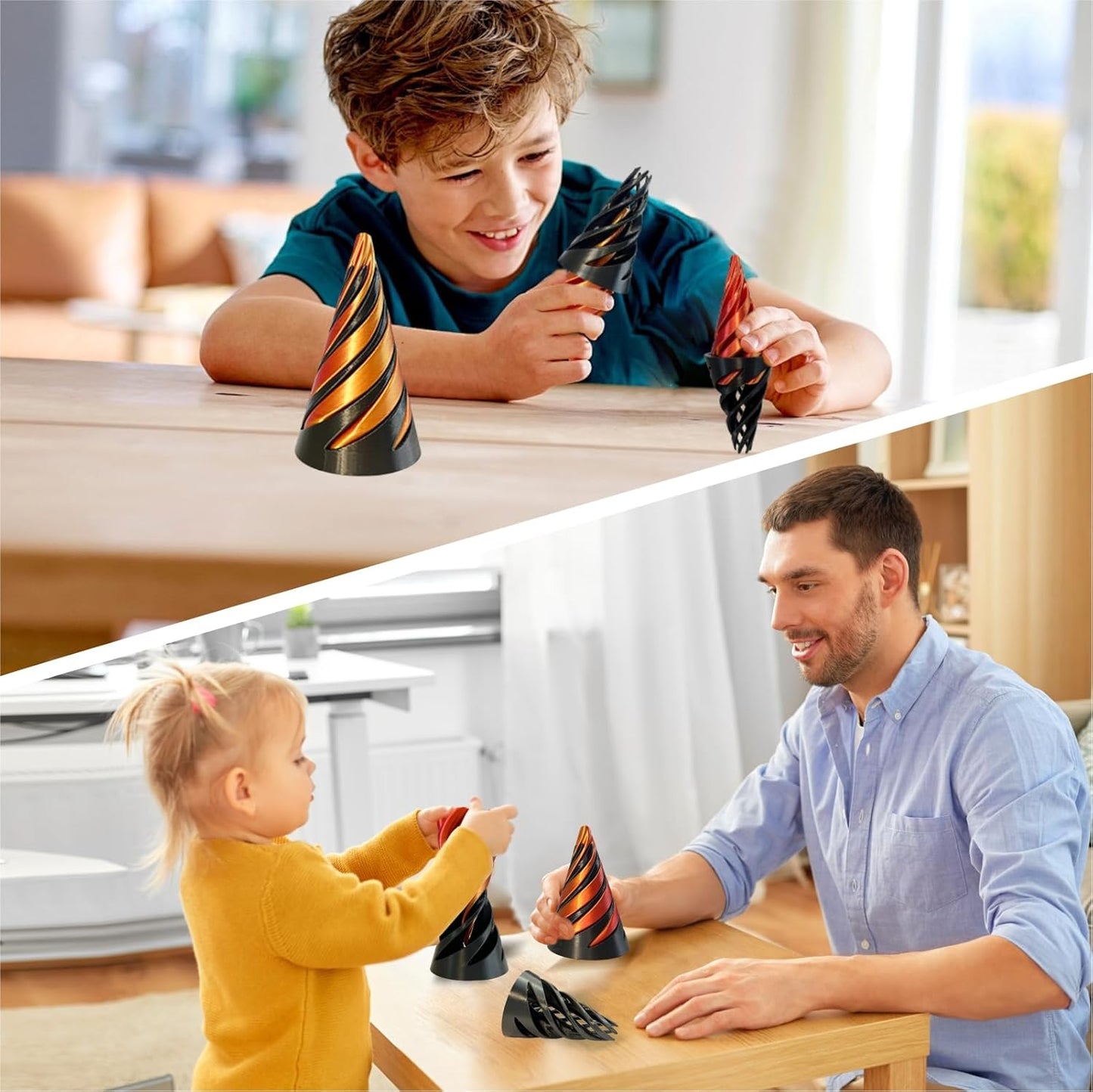 Impossible Cone-3D Printed Spiral Cone Fidget Toy, Helix Nut Spiral Cone Fidget Toy, 4inch Impossible Pyramid Passthrough Sculpture Pass Through Pyramid for Home Office Desk Stress Relief