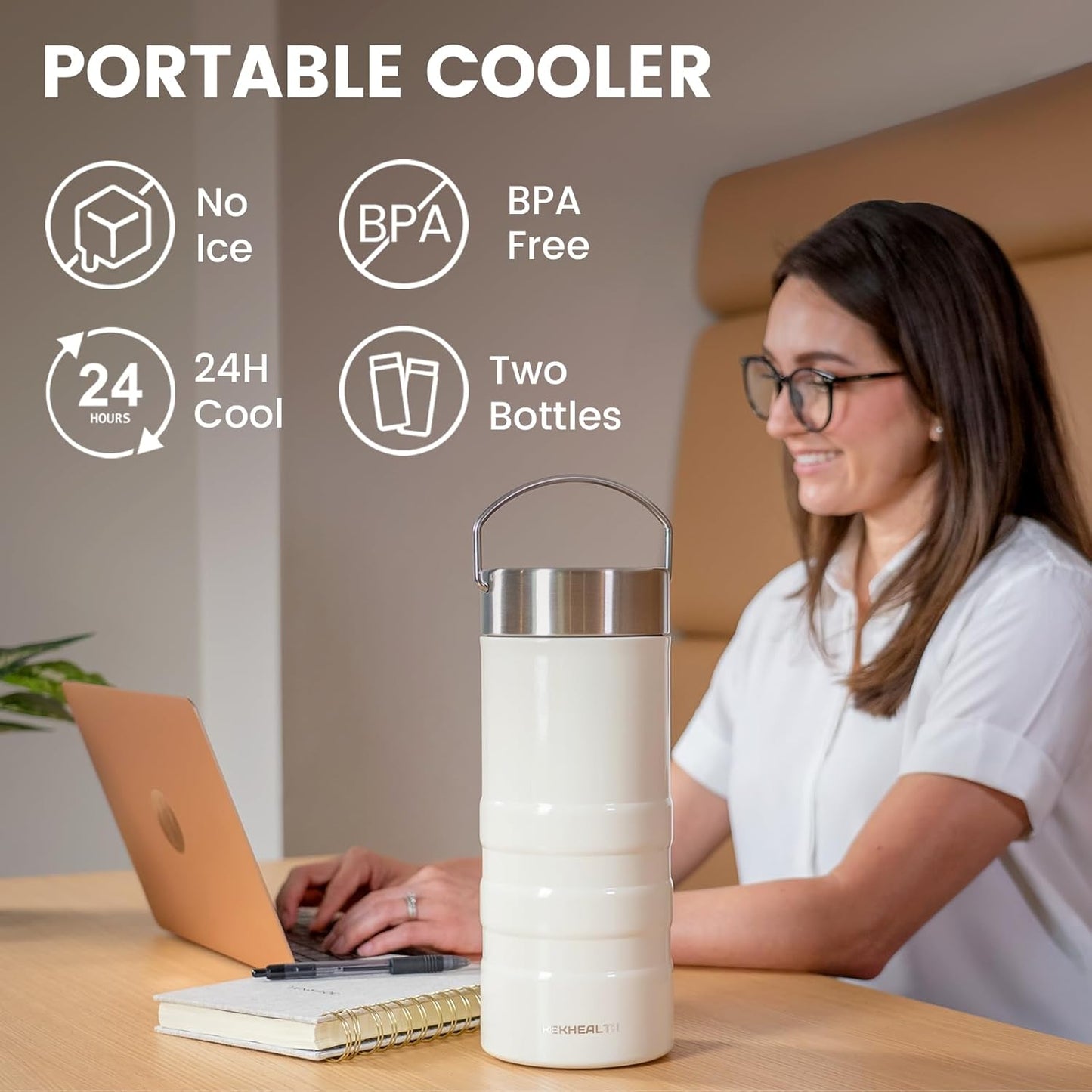 22oz Breast Milk Cooler for Work and Travel, 24 Hours All-Day Cooling, Large Capacity Portable Breastmilk Chiller with 2pcs Breastmilk Storage Bottle, Baby Feeding Essentials